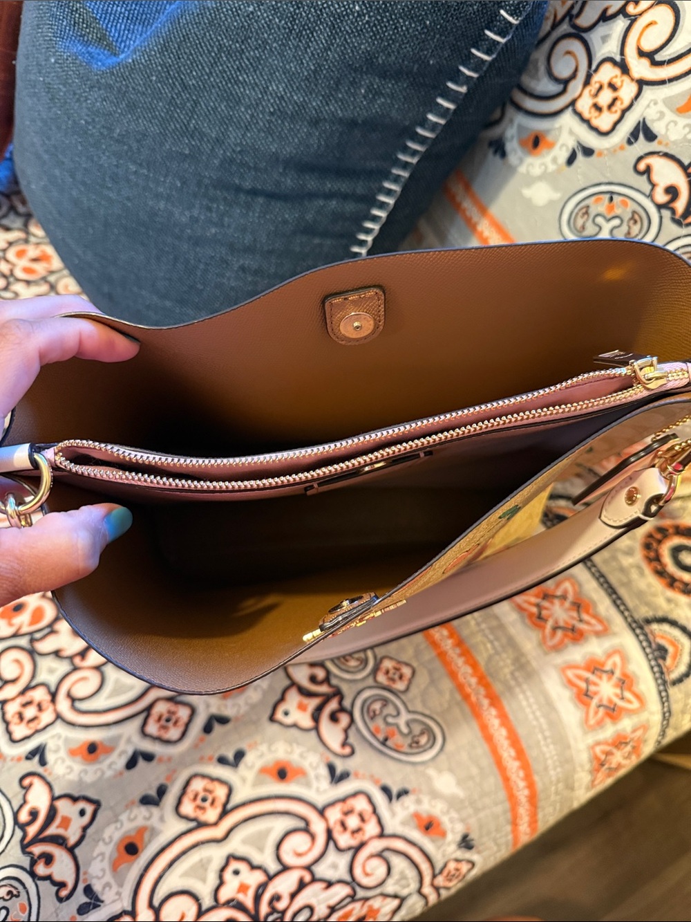 Coach Beige Tote with Pink Cherry Print - Picture 5 of 6